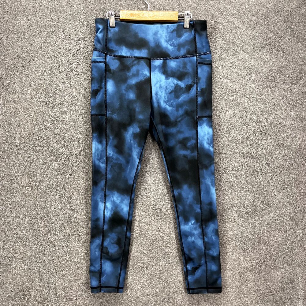 Yoga Leggings Pants Womens Small 4 6 Blue Black Stretch Active Wear Athlux‎